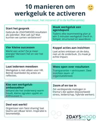 10 manieren om werkgeluk te activeren infographic