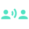 <svg xmlns="http://www.w3.org/2000/svg" height="40px" viewBox="0 -960 960 960" width="40px" fill="#4EE2C2"><path d="m414-432.67-38-38q8-11 12-22.99 4-11.99 4-24.5t-4-24.67Q384-555 376-565l38-38.33Q430.67-585 438.67-563t8 45q0 23-8 44.83-8 21.84-24.67 40.5ZM490.33-356 452-394.33q24.33-28.67 36.17-60.04Q500-485.74 500-518.04q0-32.29-11.83-63.79-11.84-31.5-36.17-59.5l38.33-38.34q32.67 36.34 48.17 77.35Q554-561.31 554-518q0 43.11-15.5 84.39T490.33-356ZM193.3-483.33q-31.63 0-54.13-22.53-22.5-22.53-22.5-54.17t22.53-54.14q22.53-22.5 54.16-22.5 31.64 0 54.14 22.53t22.5 54.17q0 31.64-22.53 54.14t-54.17 22.5ZM40-326.67V-343q0-22.05 11.94-40.43T85-411q25.39-10.68 52.24-16.51 26.84-5.82 56.14-5.82 29.29 0 56.11 5.82 26.82 5.83 52.18 16.51 21.12 9.19 33.06 27.57 11.94 18.38 11.94 40.43v16.33H40Zm726.64-156.66q-31.64 0-54.14-22.53T690-560.03q0-31.64 22.53-54.14t54.17-22.5q31.63 0 54.13 22.53 22.5 22.53 22.5 54.17t-22.53 54.14q-22.53 22.5-54.16 22.5ZM613.33-326.67V-343q0-22.05 11.94-40.43T658.33-411q25.39-10.68 52.24-16.51 26.85-5.82 56.14-5.82t56.11 5.82Q849.64-421.68 875-411q21.12 9.19 33.06 27.57Q920-365.05 920-343v16.33H613.33Z"/></svg>