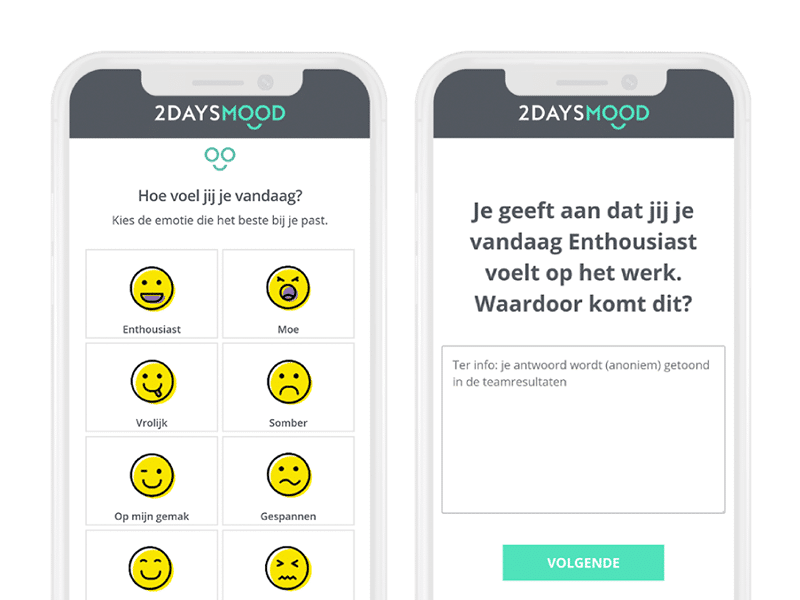 Stemming-meten-feedback-emoties-pulse-enquête-2DAYSMOOD-smartphone-NL